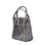 کیف دستی زنانه چرم طبیعی دتار (طرح لیزارد - رنگ طوسی) - تصویر 2