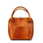 کیف دستی زنانه چرم طبیعی دتار (طرح لیزارد - رنگ عسلی) - تصویر 3