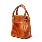 کیف دستی زنانه چرم طبیعی دتار (طرح لیزارد - رنگ عسلی) - تصویر 2