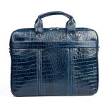 کیف اداری/لپ‌تاپ چرم طبیعی دتار چرم (طرح کروکو - رنگ سرمه ای) - تصویر 3