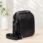 کیف دوشی چرم طبیعی دتار (طرح فلوتر - رنگ مشکی)