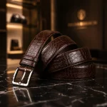 کمربند مردانه چرم طبیعی دتار (کروکو - رنگ قهوه ای)